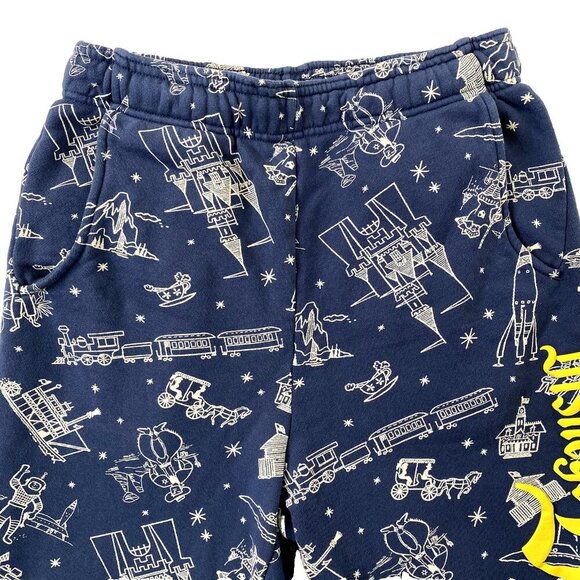 Disney 100 Disneyland Resort Sweat Pants Adult Unisex size XS Blue Yellow - Picture 5 of 13